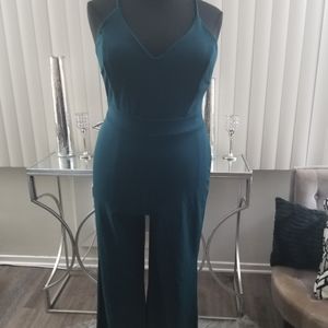 Iris Basic Hunter Green Scalloped Lace Jumpsuit